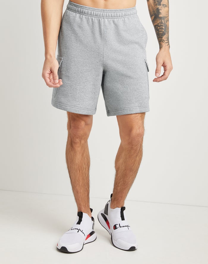 Champion Mens Shorts NZ - Powerblend Fleece Cargo Grey ( 7391-DEBMQ )